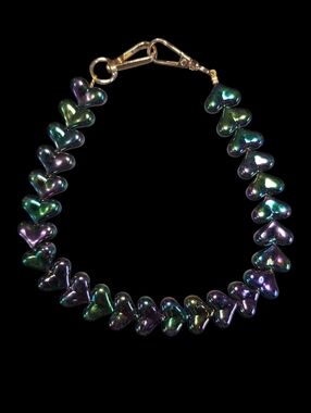 Iridescent Heart Bead Bag Chain- Multicolor